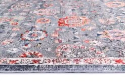 Divine Distressed Floral Grey Multi Non-Slip Rug -Sydney Rugs Online ANGE12 2