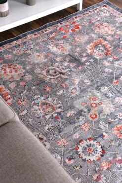 Divine Distressed Floral Grey Multi Non-Slip Rug -Sydney Rugs Online ANGE12 6