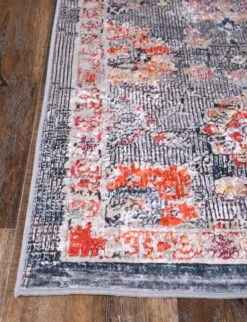 Divine Distressed Floral Grey Multi Non-Slip Rug -Sydney Rugs Online ANGE12 7