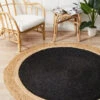 Round Jute Natural Rug Black -Sydney Rugs Online ATR POLO BLA