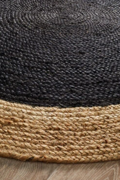 Round Jute Natural Rug Black -Sydney Rugs Online ATR POLO BLA 2