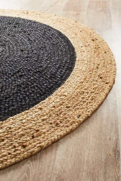 Round Jute Natural Rug Black -Sydney Rugs Online ATR POLO BLA 3
