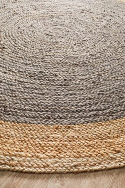 Round Jute Natural Rug Charcoal -Sydney Rugs Online ATR POLO CHAR 2