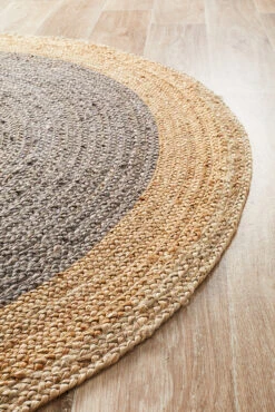 Round Jute Natural Rug Charcoal -Sydney Rugs Online ATR POLO CHAR 3
