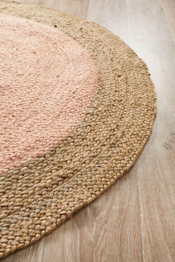 Round Jute Natural Rug Pink -Sydney Rugs Online ATR POLO PIN 3