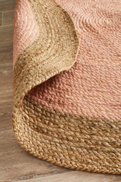 Round Jute Natural Pink Uniart Rug -Sydney Rugs Online ATR POLO PIN 5 1