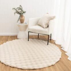 Clarity Washable Beige Round Rug
