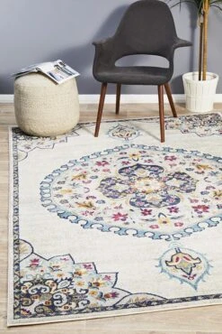 Eclectic Varied White Rug