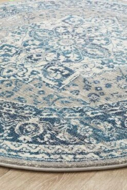 Eclectic Diverse Blue Round Rug -Sydney Rugs Online BLN 207 BLUE RO 2