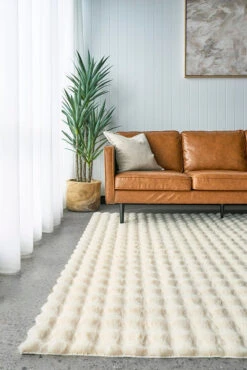 Bubble Machine Washable Natural Rug