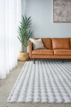 Bubble Machine Washable Silver Rug