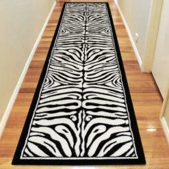 Beantown Zebra Black & White Runner Rug