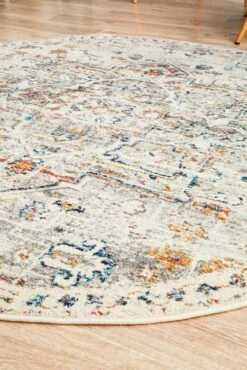 Rhythmic Musical Silver Round Rug -Sydney Rugs Online CEN 911 SILV RO 4