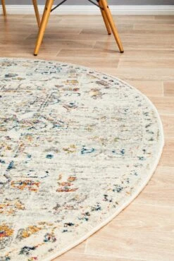 Rhythmic Musical Silver Round Rug -Sydney Rugs Online CEN 911 SILV RO 5