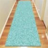 Comfort Shag Plain Turquoise Runner Rug