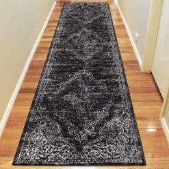 Glamor Beauty Dark Grey Runner Rug
