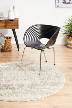 Summon Dream White Silver Transitional Round Rug -Sydney Rugs Online EVO 253 WSIL RO