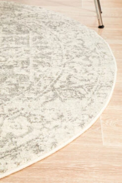 Summon Dream White Silver Transitional Round Rug -Sydney Rugs Online EVO 253 WSIL RO 5