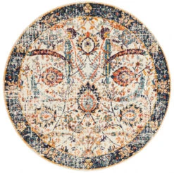Summon Peacock Ivory Transitional Round Rug -Sydney Rugs Online EVO 255 IVO RO 3