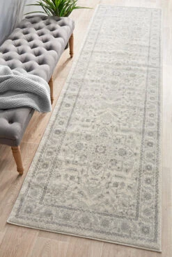 Summon Winter White Transitional Runner Rug