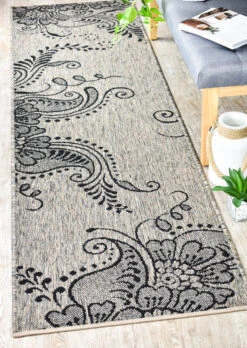 Long Island Tree Beige Grey Runner Rug