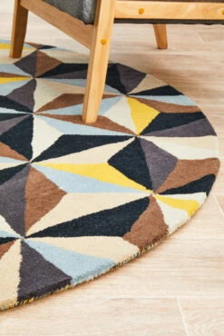Crystal Designer Wool Round Rug Blue -Sydney Rugs Online MTX 900 BLU RO 5