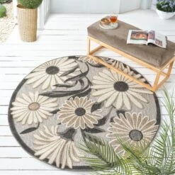 Fascination Flower Silver Round Rug 13 Fascination Flower Silver Round Rug -Sydney Rugs Online Paradise537SilverRou Lifestyle