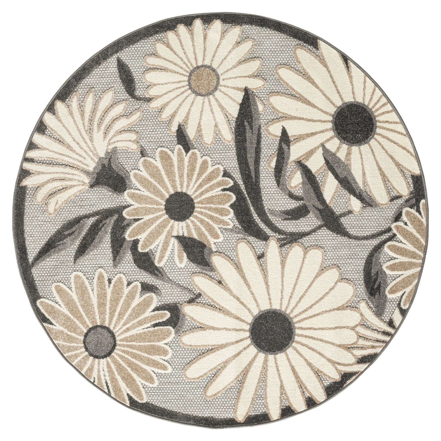 Fascination Flower Silver Round Rug 3 Fascination Flower Silver Round Rug