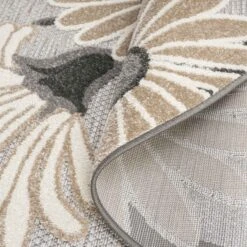 Fascination Flower Silver Round Rug 11 Fascination Flower Silver Round Rug -Sydney Rugs Online Paradise537SilverRou Reverse