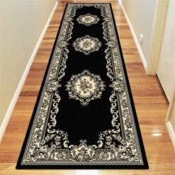 Medori Floral Black Rug -Sydney Rugs Online RUBY6151BLACKRunner.jpg 1280