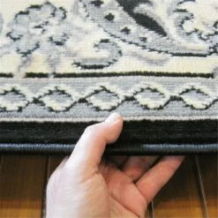 Medori Floral Black Rug -Sydney Rugs Online RUBY6151BLACKThickness.jpg 1280