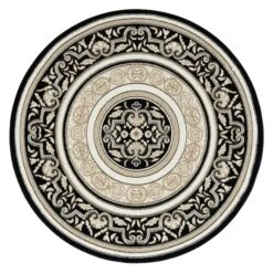 Royal King Black Cream Round Rug -Sydney Rugs Online Royal523BlackRou Overhead