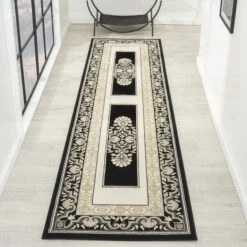 Royal King Black Cream Runner Rug