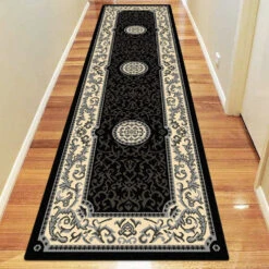 Medori Coral Black Rug -Sydney Rugs Online Ruby 1920 Black Runner