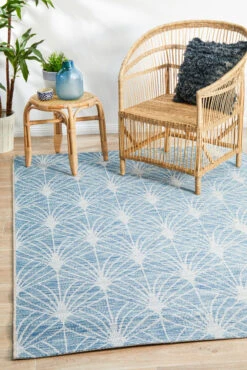 Courtyard Porch Llertis Blue Rug
