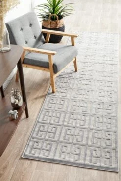 Edfu Maze Silver Runner Rug
