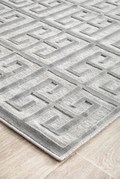 Edfu Maze Silver Runner Rug -Sydney Rugs Online YRK BREN SIL RU 4