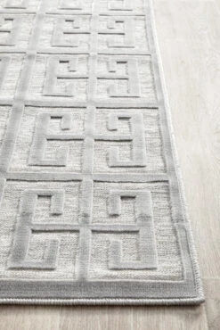 Edfu Maze Silver Runner Rug -Sydney Rugs Online YRK BREN SIL RU 5